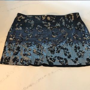 Sequin leopard black ombré skirt